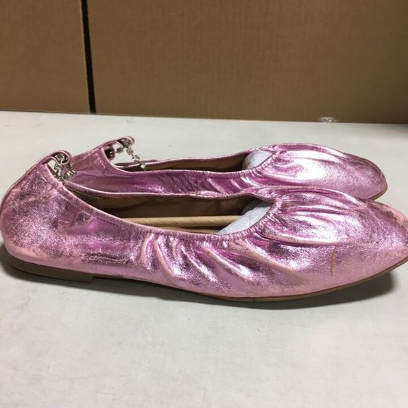 AEROSOLES RACHIE LILAC METALLIC LEATHER BALLET FLATS W/REMOVABLE ANKLE STRAP 9 - Picture 7 of 10